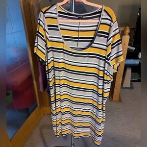 Striped Yellow and Black T-Shirt Dress